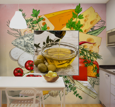Fotomural cocina comida casera con foto - TenVinilo