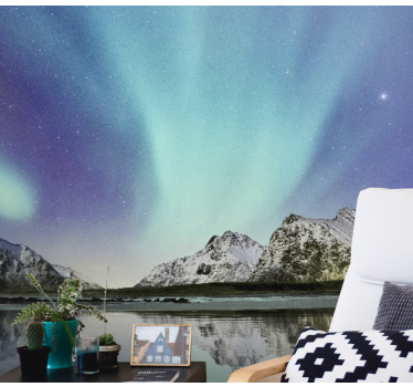 Fotomural de cielo Lago de la aurora boreal - TenVinilo