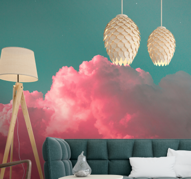 Fotomural de cielo Nubes rosadas y estética del lago - TenVinilo