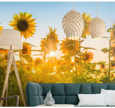 Fotomural de flores Campo de girasoles al amanecer - TenVinilo