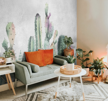 Mural desierto pared de cactus - TenVinilo