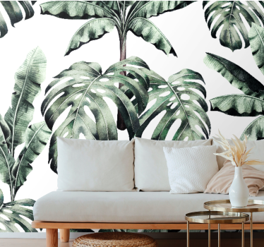 Fotomural de naturaleza Acuarela hojas tropicales - TenVinilo