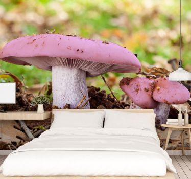 Fotomural de naturaleza Hongos rosados y blancos - TenVinilo