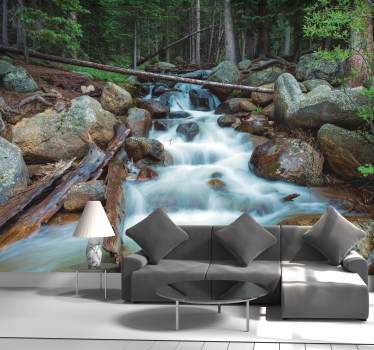 Fotomural paisaje cascada de agua y bosque - TenVinilo