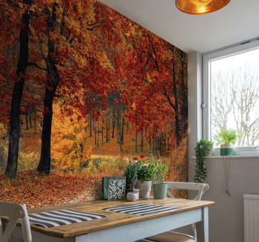 Mural paisaje otoño arbolado - TenVinilo