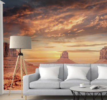 Papel mural desierto con cielo de atardecer - TenVinilo