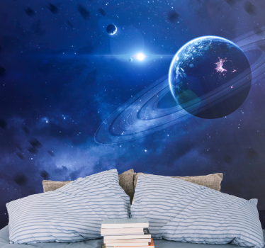 Fotomural galaxia Universo azul con estrellas - TenVinilo
