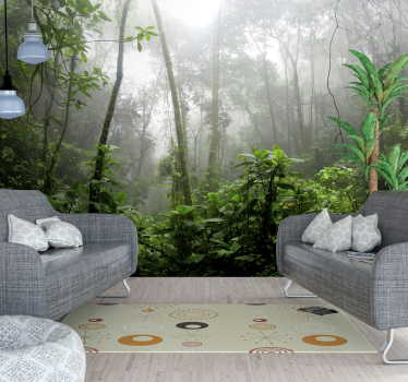 Papel pintado paisaje hojas tropicales variadas - TenVinilo