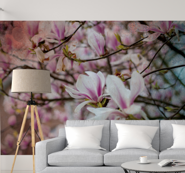Fotomural magnólias árbol de flor rosa - TenVinilo