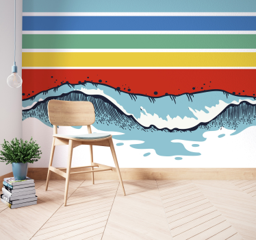 Fotomural mar olas coloridas vintage - TenVinilo