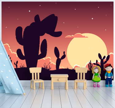 Fotomural niños paisaje desierto con cactus - TenVinilo