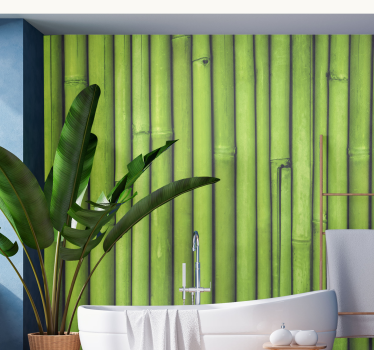 Fotomural para baño mural de pared pasillo del baño con bambus - TenVinilo