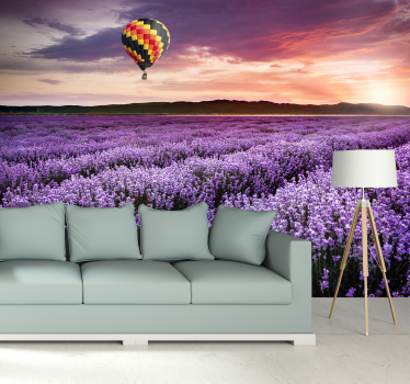 Mural pared de lavanda con globo de aire - TenVinilo