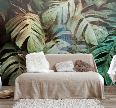 Fotomural salón Hojas verdes tropicales - TenVinilo