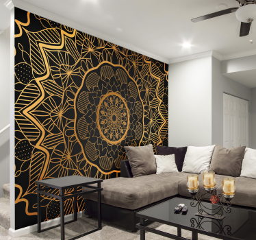 Mural zen mandala dorado dormitorio salon - TenVinilo