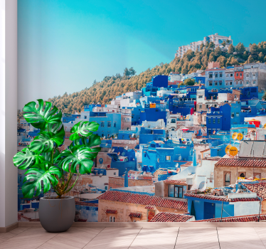 Fotomurales de ciudades Ciudad de casas azules - TenVinilo