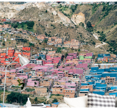 Fotomurales de ciudades Coloridas casas en la ciudad de bogotá - TenVinilo
