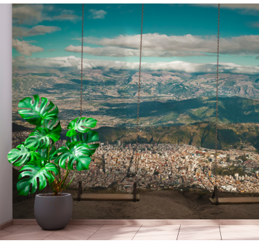 Fotomurales de ciudades Quito vistas con volcan - TenVinilo