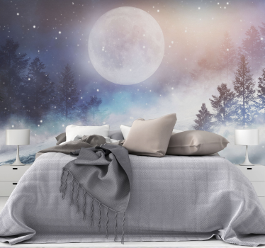 Fotomurales infantiles Bosque de fantasía con luna llena - TenVinilo