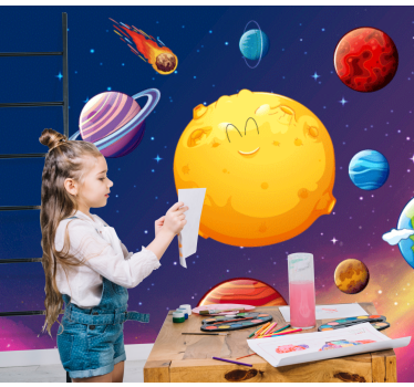 Fotomurales infantiles Sistema solar para niños - TenVinilo