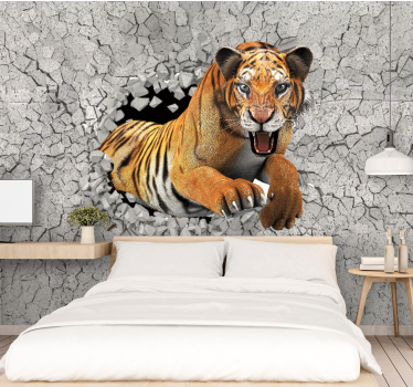 Mural animal Pintura de tigre 3d sólido - TenVinilo