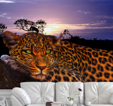 Mural animal Reflejos de leopardo hacia abajo - TenVinilo