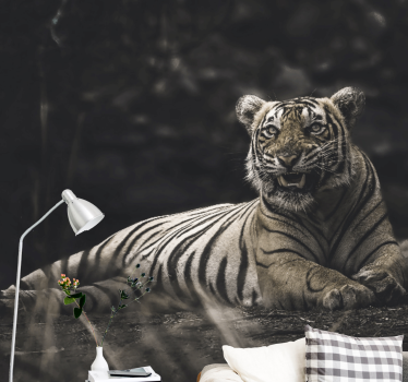 Mural animal Tigre acostado - TenVinilo