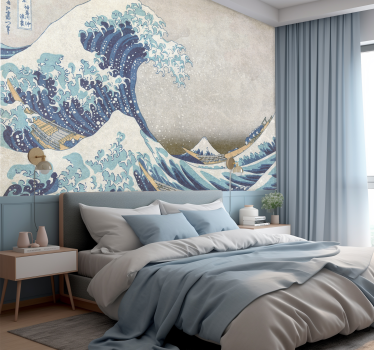 Fotomural arte clásico pintura kanagawa de estilo antiguo - TenVinilo