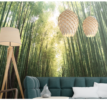 Mural bambú Bosque de bambú verde zen - TenVinilo