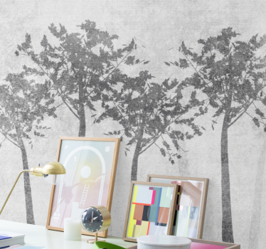 Mural de árboles arreglo de árboles en silueta - TenVinilo