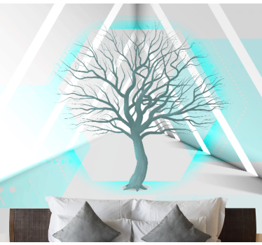 Mural de árboles diseño de árbol geométrico - TenVinilo