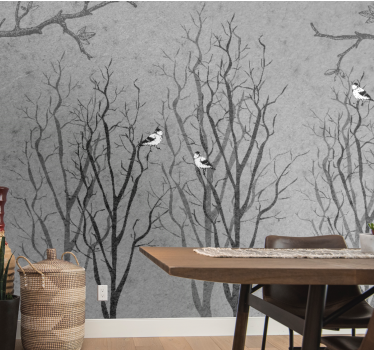 Mural de árboles ramas con pájaros - TenVinilo