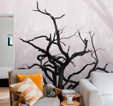 Mural de árboles silueta de ramas intrincadas - TenVinilo