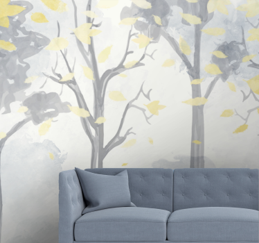 Mural de árboles siluetas de árboles en otoño - TenVinilo