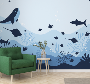 Mural de mar Enjambre de peces en el mar - TenVinilo