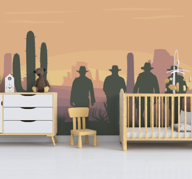 Mural infantil pared del desierto del salvaje oeste - TenVinilo