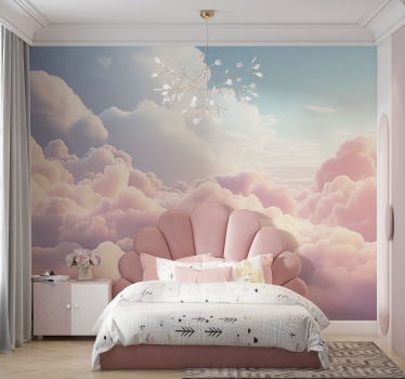 Fotomural infantiles paisaje de nubes rosadas - TenVinilo