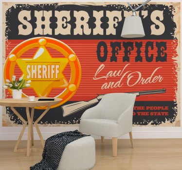 Papel mural vintage letrero de la oficina del sheriff - TenVinilo