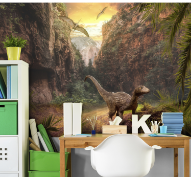 Mural infantil jurásico de dinosaurios - TenVinilo