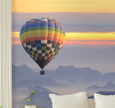 Mural lago Colores estéticos del globo de aire caliente - TenVinilo