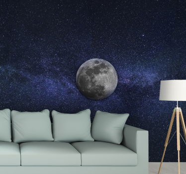 Mural paisaje pared luna y estrellas - TenVinilo