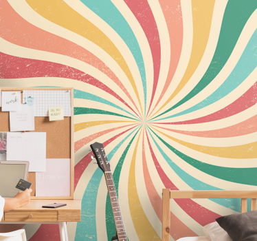 Mural para habitación juvenil Remolino de líneas de colores - TenVinilo