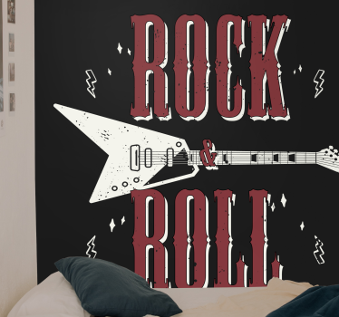 Mural para habitación juvenil Rock n 'roll con diseño de guitarra - TenVinilo