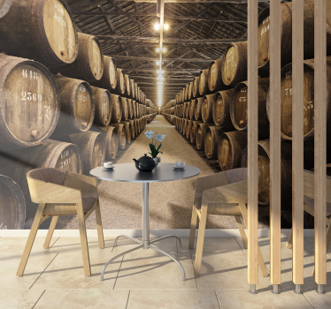 Mural para pared de patrón de barriles de vino - TenVinilo