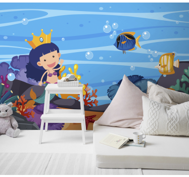 Mural para pared infantil de sirena  - TenVinilo