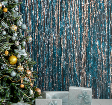 Mural pared navidad Decoración navideña azul brillante - TenVinilo