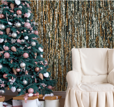 Mural pared navidad Decoración navideña reluciente - TenVinilo