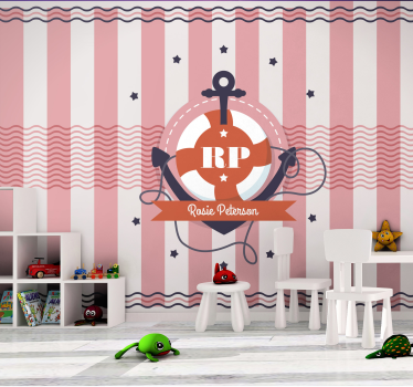 Mural con Diseño geométrico azul marino y rosa - TenVinilo