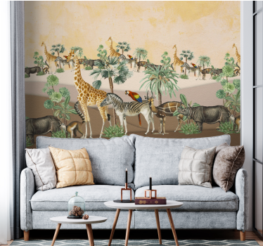 Papel mural africano escena de vida salvaje en safari - TenVinilo