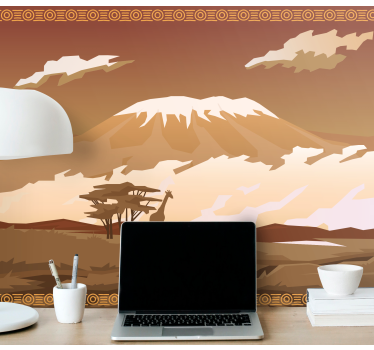 Papel mural africano dibujo a mano de montaña - TenVinilo
